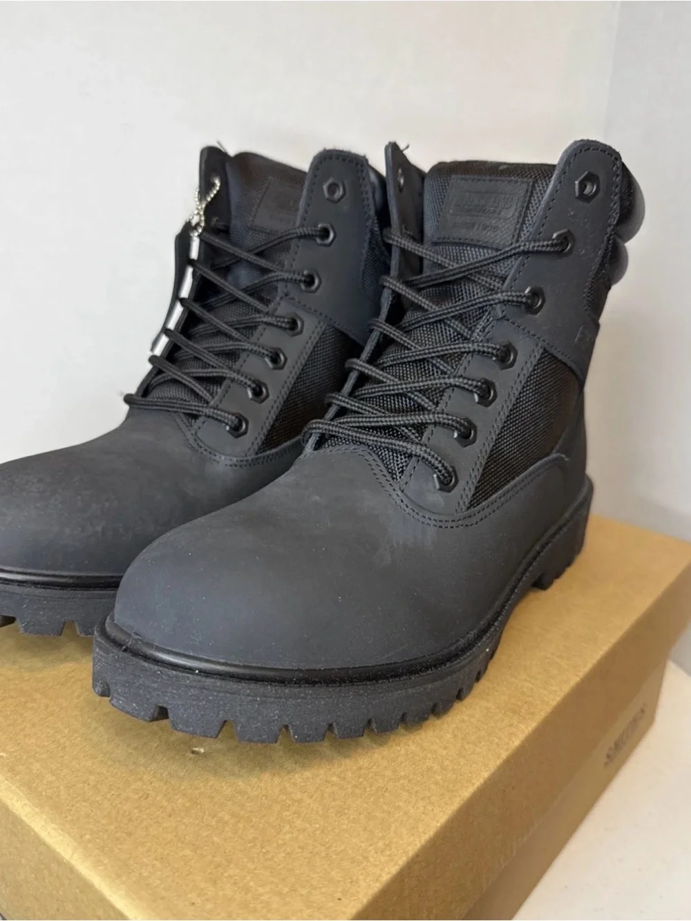 SMITH Black Men's Work Boots - Rugged Lace-Up Ankle Boots Mens 9
